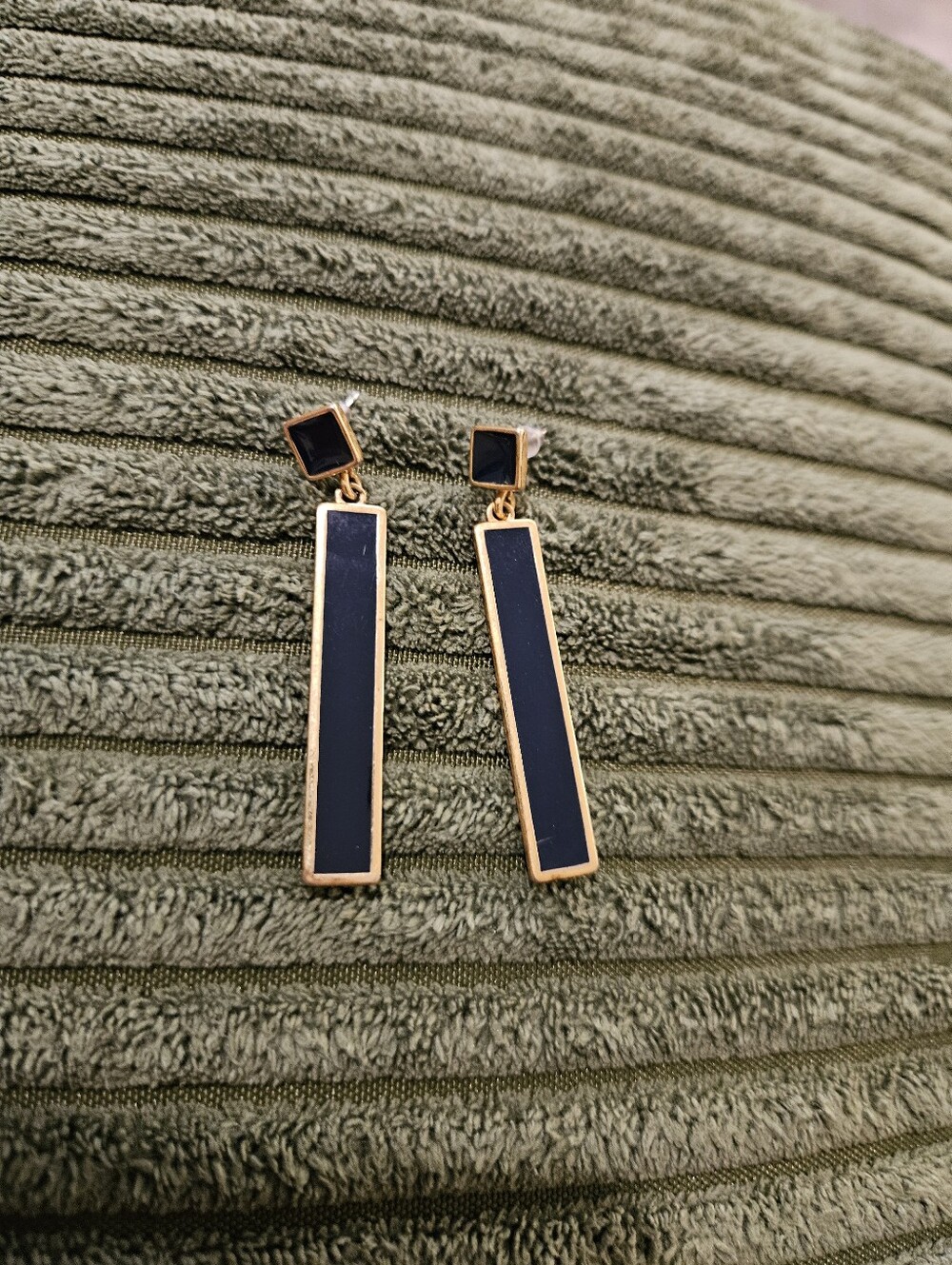 Gold-Tone Black Bar Drop Earrings - Women Jewelry, Monet